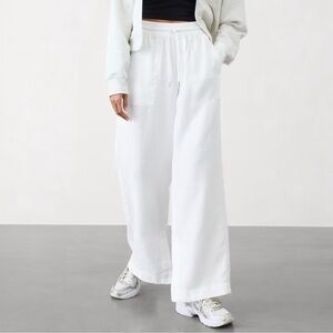 Athleta New Retreat White Linen Wide Leg Pant Women’s US Size 14